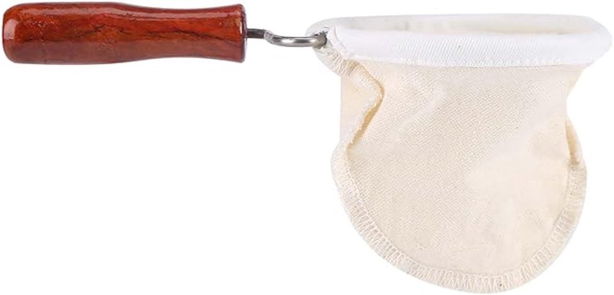 Wasbaar Koffiefilter met Houten Greep, Duurzame Koffiezeef voor Handdruppelbereiding