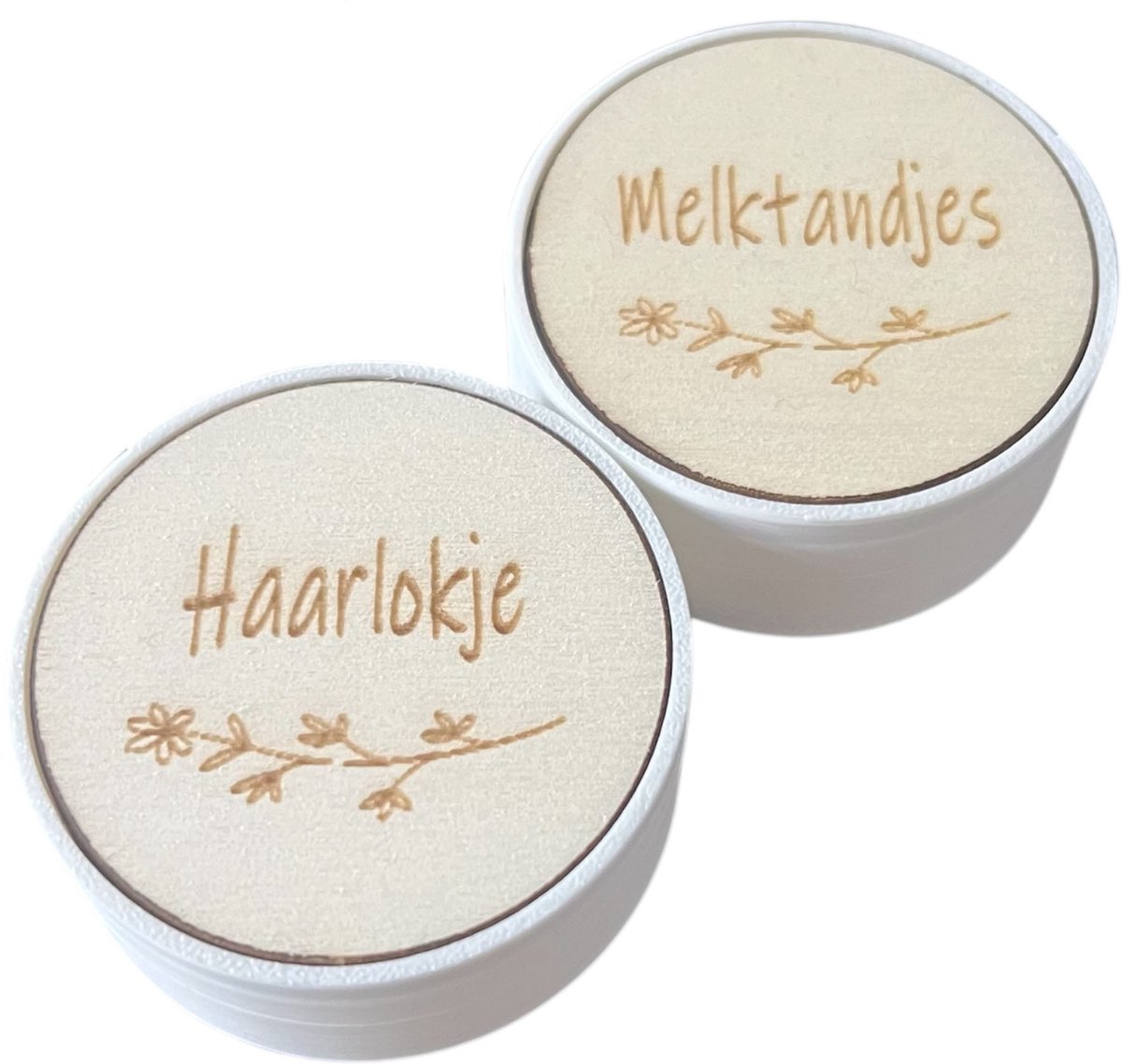 Set melktanden- en haarlokdoosje | bloem | tandendoosje | eerste haarlokje | bewaardoosjes set