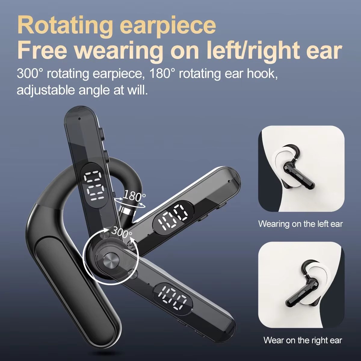 Draadloze Bluetooth Koptelefoon met Microfoon – EN Noise Cancelling Headset voor Handsfree Bellen, Zakelijk Gebruik, Autorijden, Werk, Thuis, Gaming en Reizen thumbnail 2