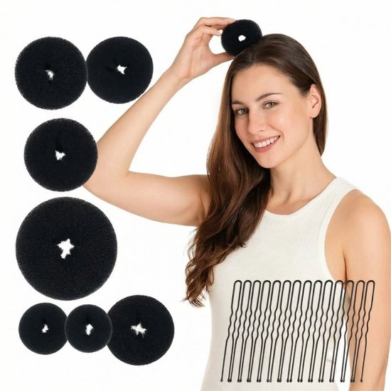 BOTC Haar Bun Maker - Ballet Buns - Haar Donuts - pour enfants filles - 4 Tailles - 24 pièces - Zwart