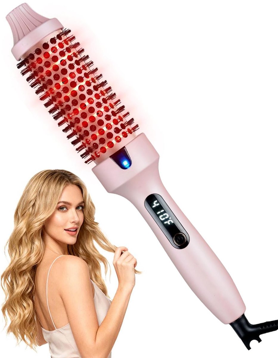 Pluizige kam - Steil haarkam - Thermal Brush - Krultang - Steil krullend - 2 in 1 Krulborstel - Onbeschadigd haarstylingkam - Warmteborstel - Slimme binnengesp - Stijlborstel - Pony - Krultang - Draagbaar - Anti-verbranding - Europese stekker