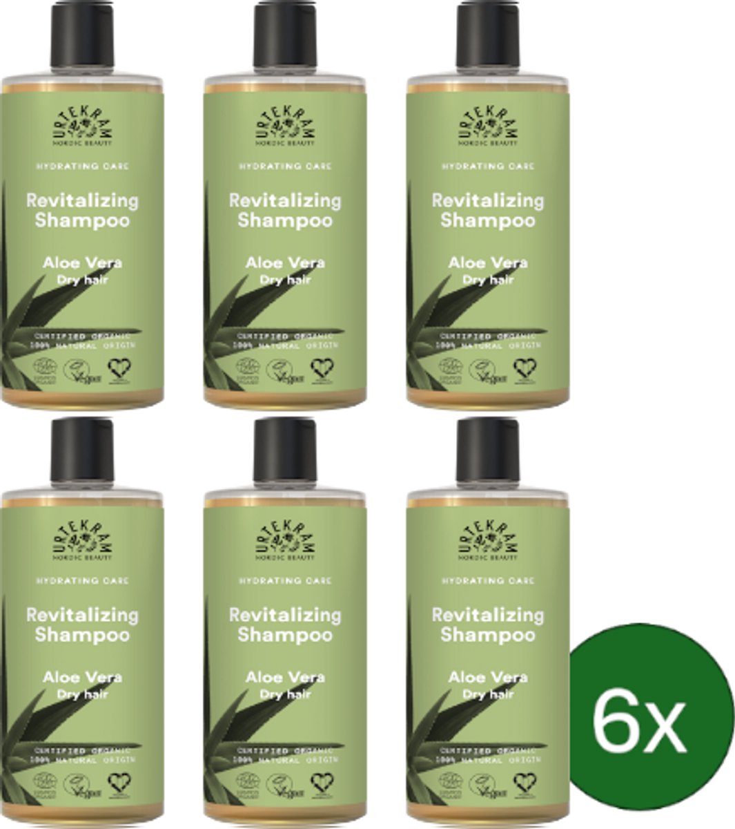Urtekram Aloë Vera Shampoo (Droog Haar) – 500 ml – Multipack met 6 stuks