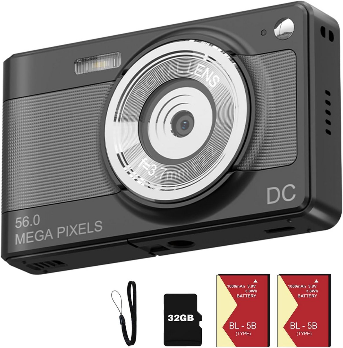 Digitale Camera Kinderen - Kindercamera Fotografie - Eerste Fotostapjes - 56 Megapixel Resolutie - 10 x 9 x 7 cm