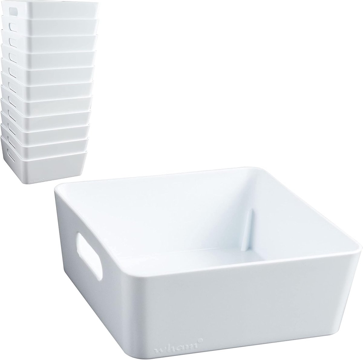 Opbergbox Set - Mandjes Bakjes - Thuis Ordenen - Stapelbaar Ontwerp - 15x15x6 cm - Wit