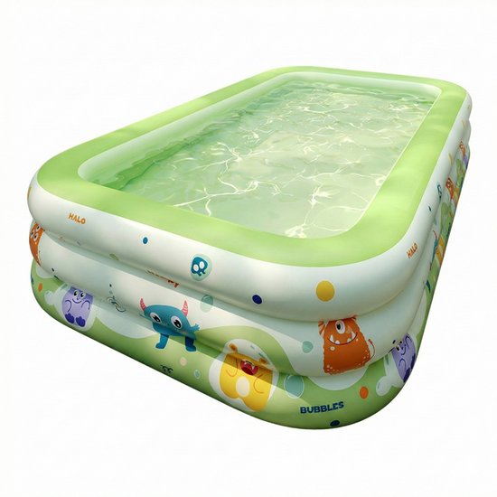 Premium Opblaasbaar Kinderzwembad - 260 x 165 x 56 cm - 3-Laags Verdikt Familiezwembad - Veilig PVC Opblaasbare zwembad met Afvoergat - Family Opblaaszwembad voor het hele gezin - Zomer Waterplezier - Family Pool inclusief Reparatiesetje