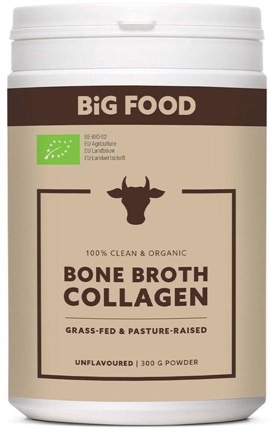 Big Food Bio Beef Bone Broth Collageen Poeder - Runder Bottenbouillon - 300 g - Eiwitrijk - Grasgevoerd Rund van Merkloos — afbeelding 4