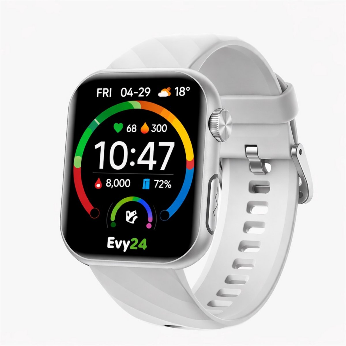 Evy24 Smartwatch AMOLED L2 - Smartwatch Dames en Heren - ECG - Belfunctie - Stappenteller - Hartslagmeter - Notificaties - Zilver