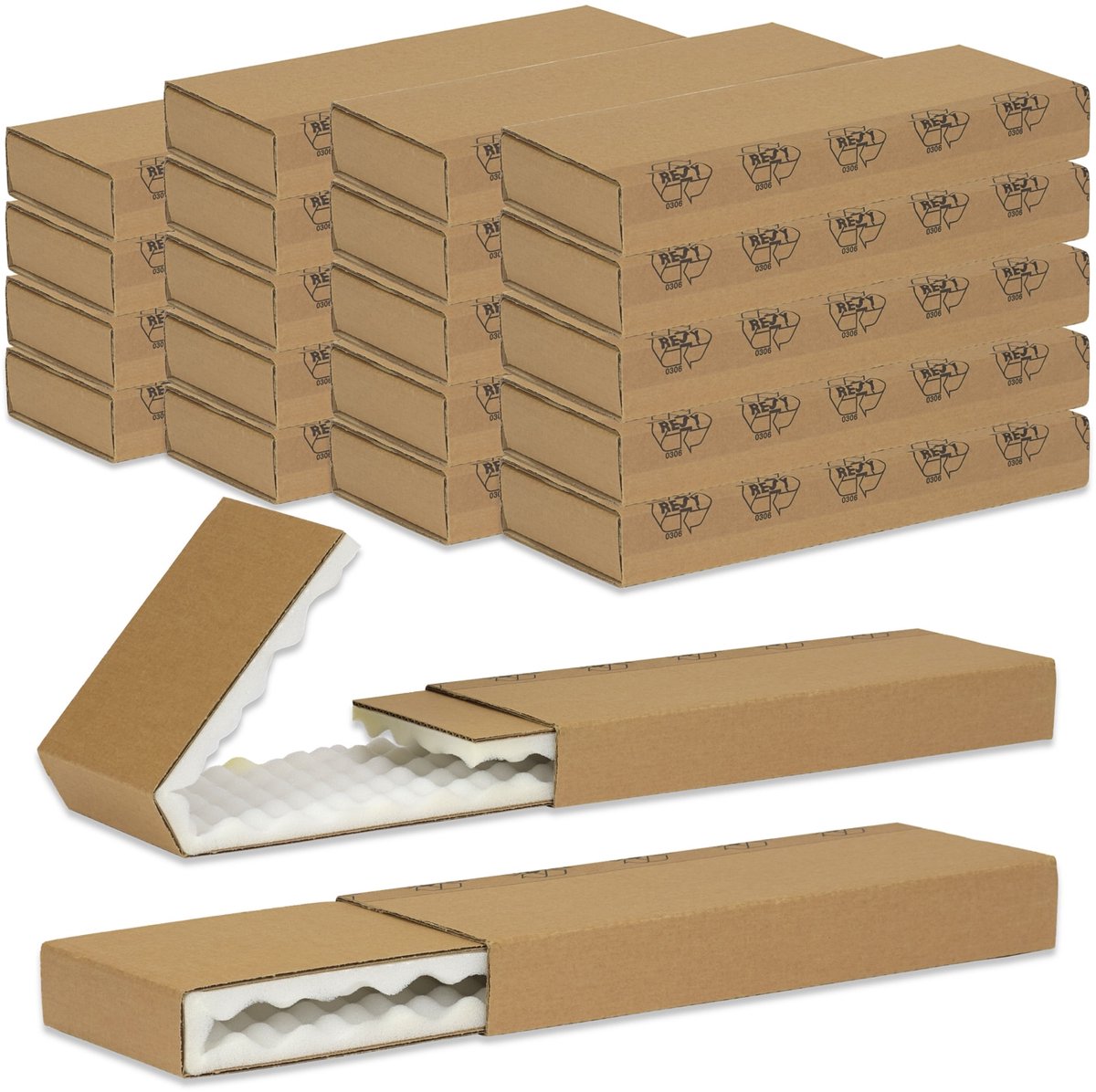 B-kwaliteit: 20x Oputec noppenschuim verzenddoos 350 × 135 × 45 mm – beschermende schuimverpakking / beschermkarton