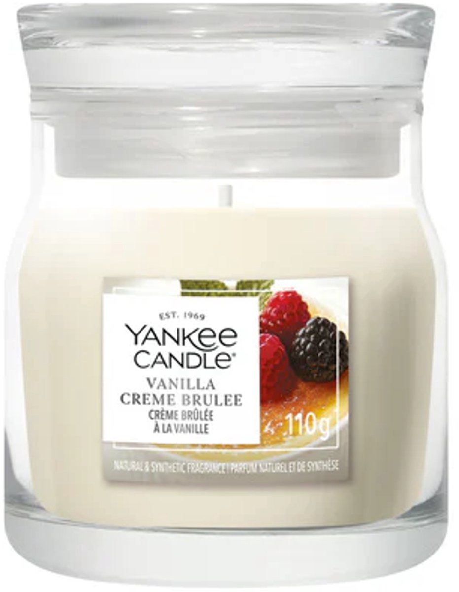 Yankee Candle Vanilla Crème Brûlée Small Jar Geurkaars - tot 30 branduren Creme