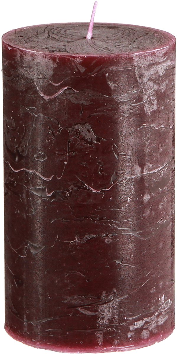 Viana Set van 4 Bourgondische pilaarkaarsen, effen kleur, 70x120mm - Decorat Rood