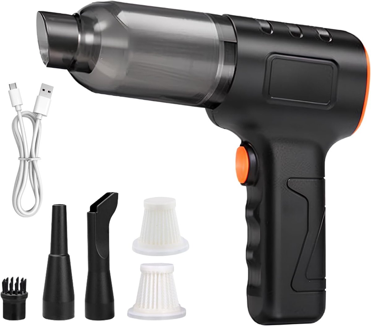 Sander Shop Draadloze handstofzuiger, draadloos, 16000 Pa autostofzuiger, 4-in-1 lichte mini-autostofzuiger, 200 W oplaadbaar, draagbare stofzuiger voor auto, kantoor, thuis, reiniging van dierenharen (zwart)