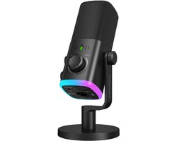 FIFINE AM9 - Gaming Microfoon Dynamische - Podcast Streaming PC PS4 PS5 - Ruisonderdrukking - Touch Mute Knop - USB RGB - Zwart