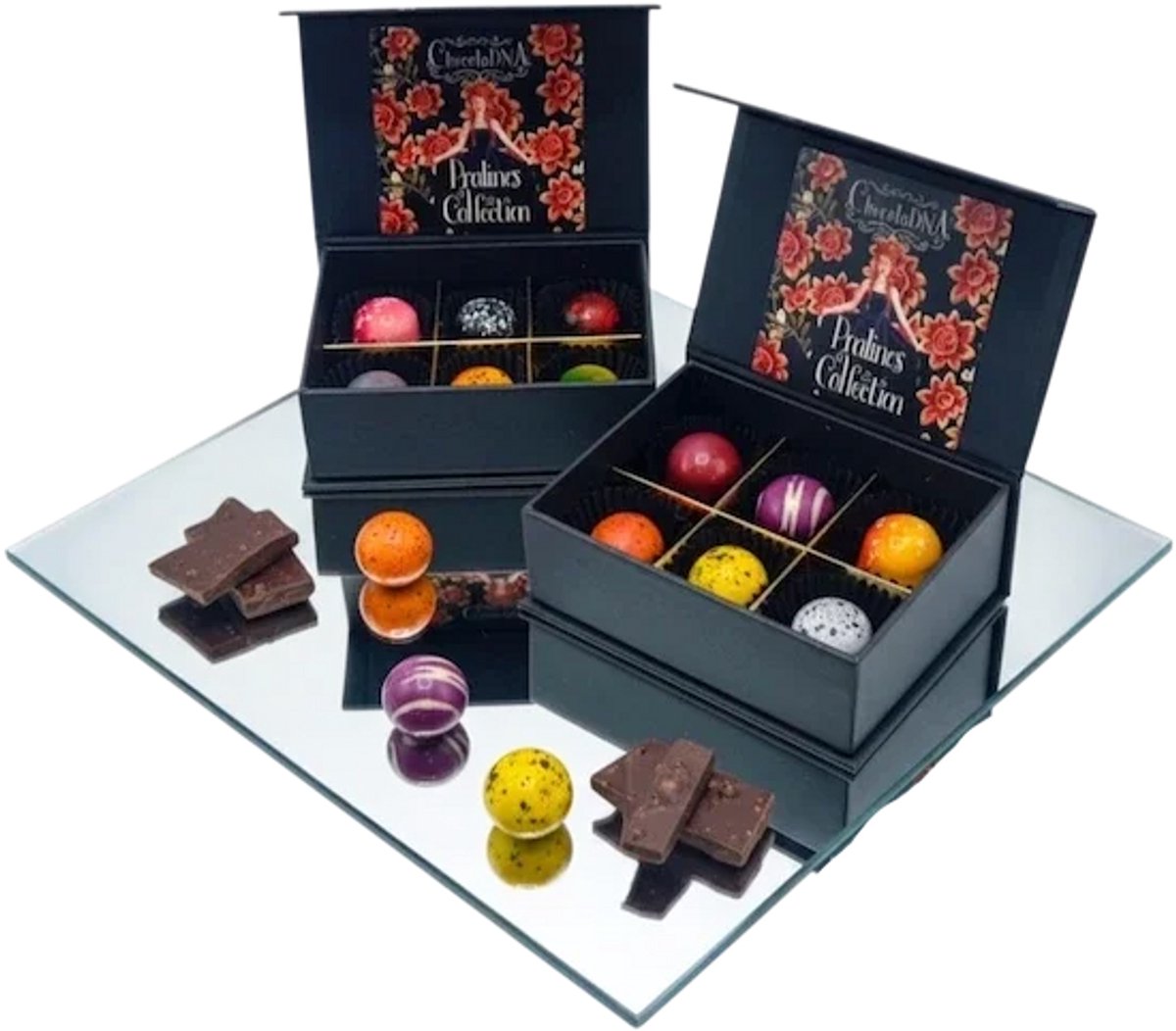 PRALINES-Chocoladna Mini 2x6 stuks - Chocoladetuffels_Bonbons_Ambachtelijke chocolade_Luxe bonbons_Chocolade cadeau_Geschenkdoos chocolade_Vegan chocolade_Pralines_Verjaardag_Moederdag_Vaderdag_Valentijn Bedankt_Vegatarisch