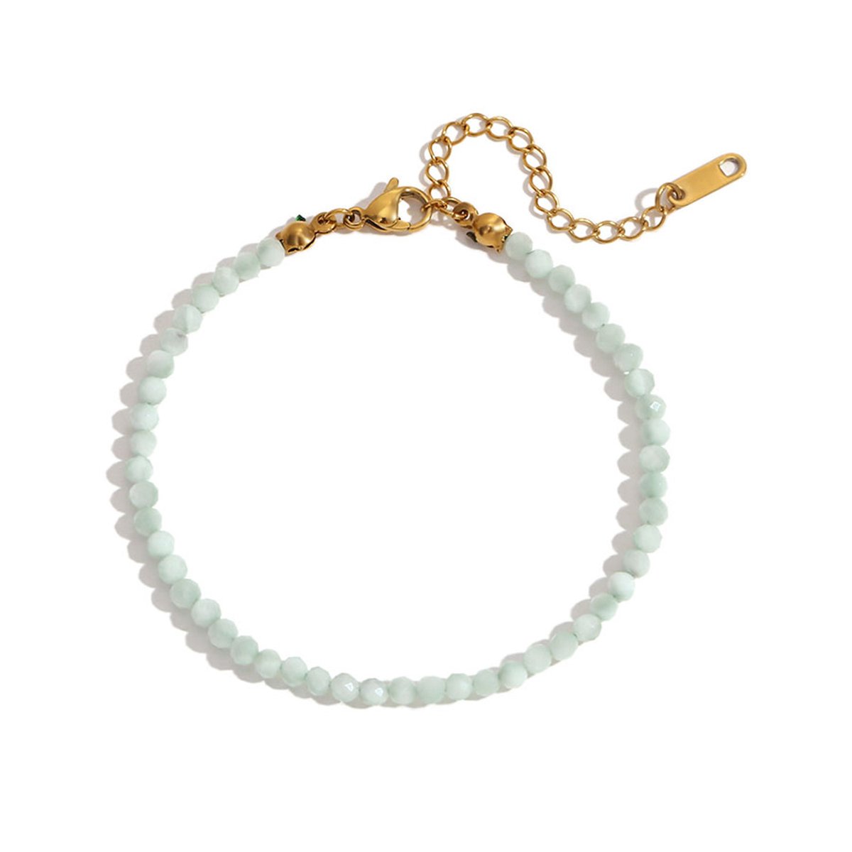 LOUIZ - Ocean Jasper Armband met edelstenen kralen - Armband dames - Kralenarmband verstelbaar - Met Stainless Steel Sluiting