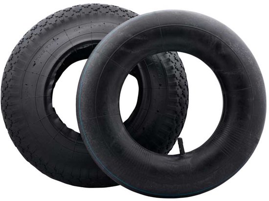 Set 2x binnenband en buitenband 3.00-4 ruitprofiel steekwagen bolderkar — afbeelding 2