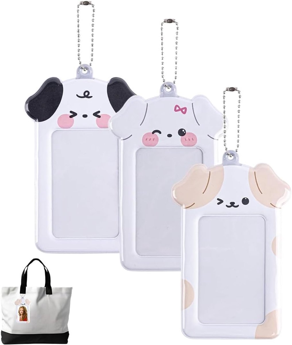 Pluche fotokaarthouders - Kawaii kaarthouders - ID en OV kaarten - Met schattige hanger - 3 stuks - Meerkleurig