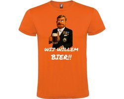 Koningsdag T-shirt Oranje - Maat 4XL - Wij Willem bier - Feestelijke Oranje cartoon Stijl