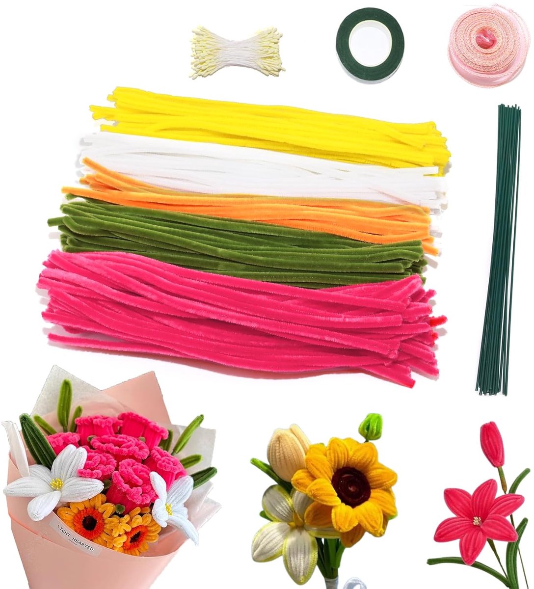 260 Stuks Gekleurde Pijpenragers 30 cm - Knutseldraad voor Bloemstukken & Creatieve DIY Projecten