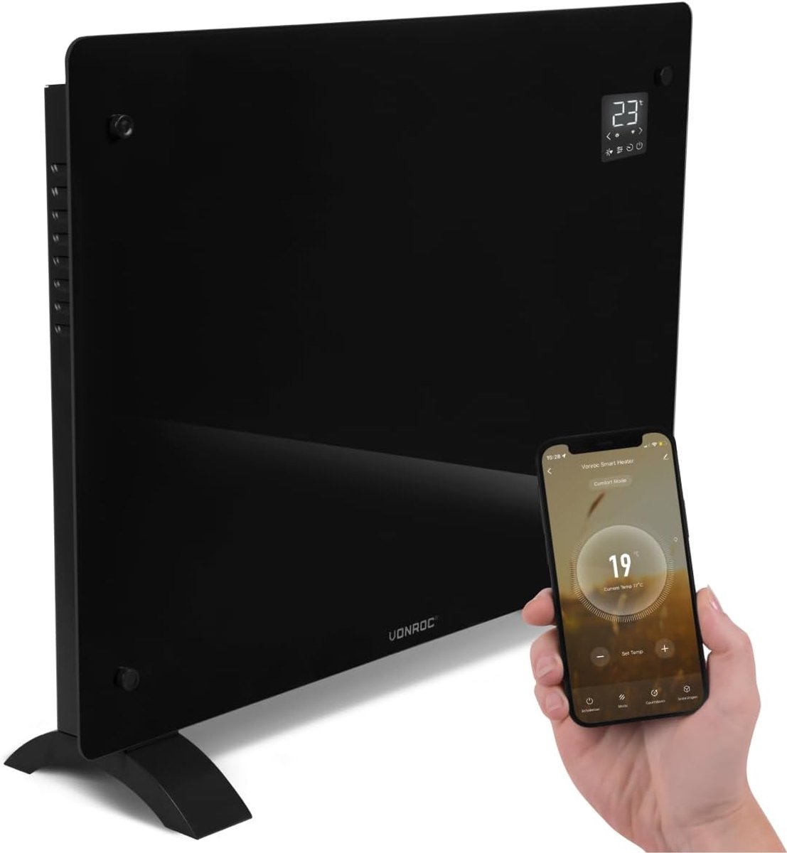 Luxe Elektrische Convector Kachel met Glaspaneel en Wifi Bediening tot 18m