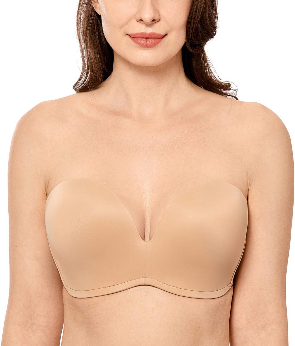 Strapless Beugel BH met Push-Up Effect - Voorgevormde Cups