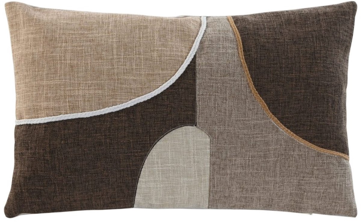 CASA DI ELTURO Sierkussen LOREA Katoen 50 x 30 cm – Bruin & Beige – Decoratief Patchwork – Inclusief Vulling