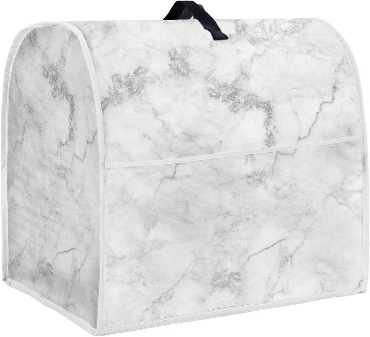 Stofhoes voor Keukenmixer - Witte Marmeren Print - Stofdicht met Opbergvakken