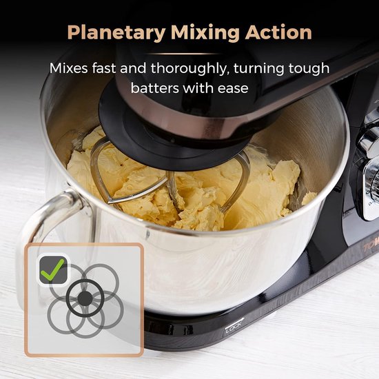 Krachtige 3-in-1 Keukenmixer met 1000W, 6 Snelheden en Planetaire Menging — afbeelding 3