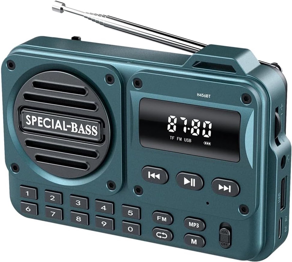 Draagbare Volledige Band Radio met FM, AM, SW, MW, LW, Bluetooth 5.0 en Oplaadbare Batterij