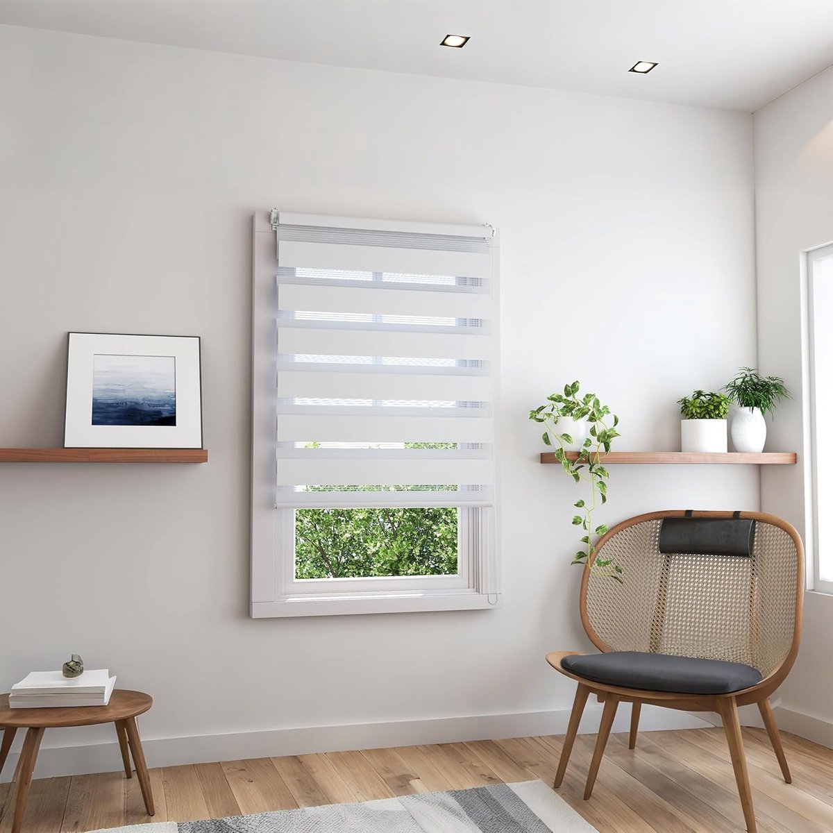 Klemmfix Duo Rolgordijn Dubbel Rolgordijn 60x120cm Zonder Boren Lichtdoorlatend En Verduisterend Zebrarol Voor Raam En Balkon Wit NAIZY – foto 4