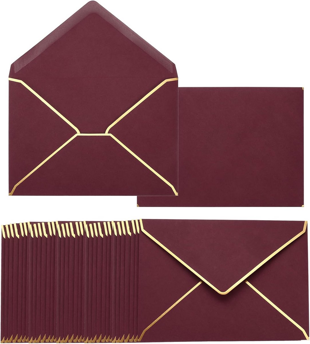 Set van 200 Luxe A7 Enveloppen met Gouden Rand voor 5x7 Kaarten
