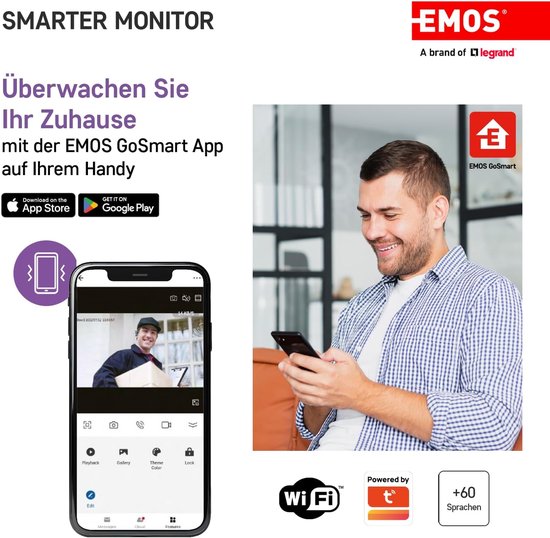Smart Home Deurintercom Monitor met Wifi en Full HD Camera Functionaliteit van Merkloos — afbeelding 4
