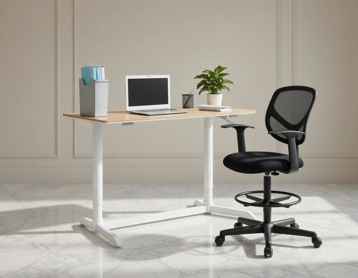 Comfortabele bureaustoel, 360° draaibaar met verstelbare zitting en voetsteun – Ergonomisch hulpmiddel voor kantoor, keuken of bar – Zwart Casa Serena – Afmetingen op aanvraag – Casa Dorada