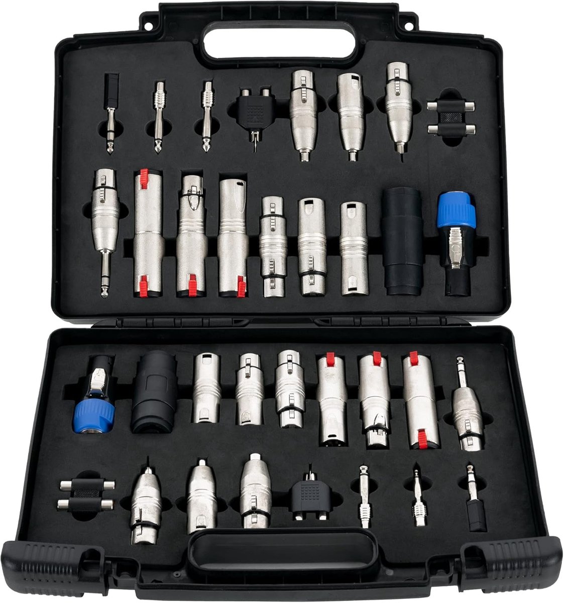 Complete Audio Adapter Set met 34 Verbindingsstukken in Stevige Koffer