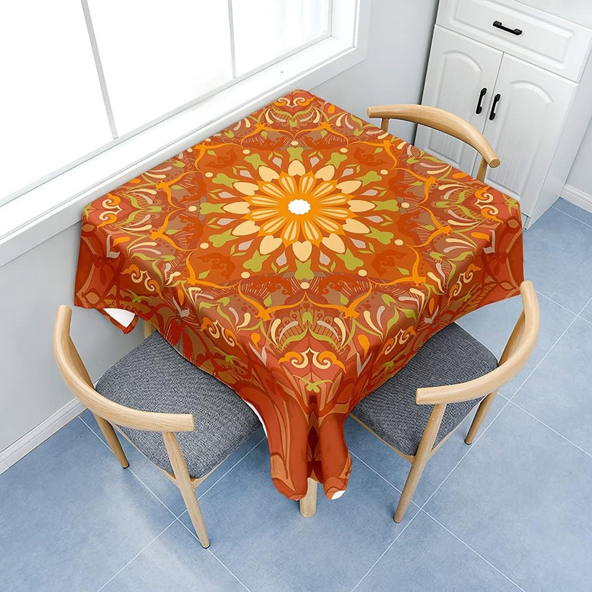 Vierkant Tafelkleed Mandala Design - Spatwaterdicht en Afveegbaar voor Keuken en Buiten
