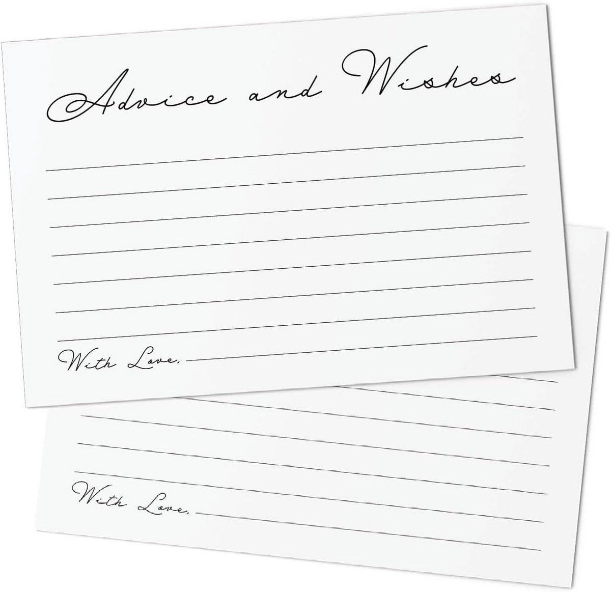 50x Minimalistische Zwart-Wit Advies- en Wenskaarten (15x10.5cm) voor Bruiloft, Receptie en Feest