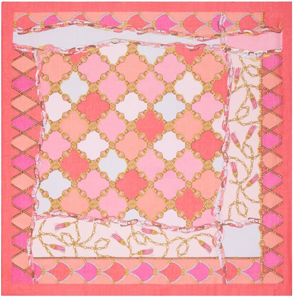 Dames Halsdoek - Sjaal met Franjes - Stijlvolle Accessoire - Zachte Polyester Stof - Eén Maat - Hibiscus