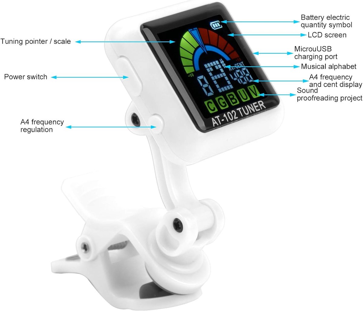 Universele Clip-On Stemapparaat USB Oplaadbaar voor Gitaar, Viool, Bas en Ukelele