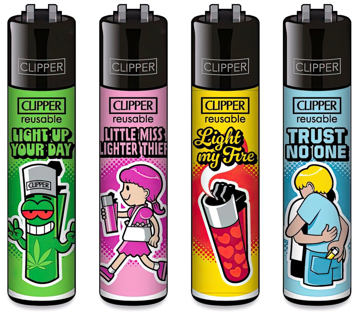 Clipper Classic Large Aanstekers "Fans" (4 Stuks)