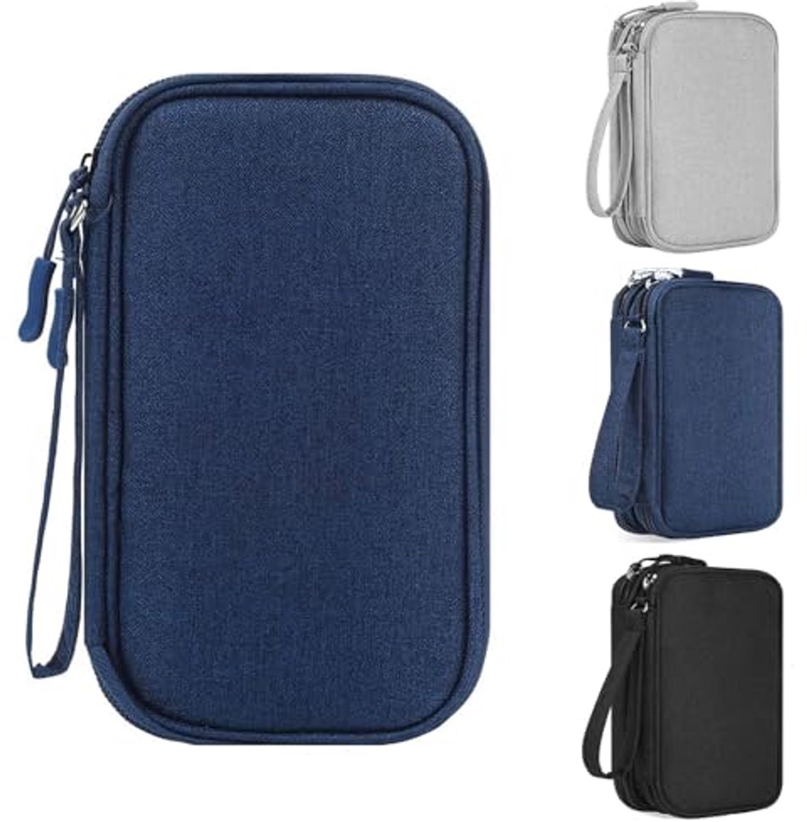 Ultiluxe® Kabeltas - Opbergtas voor Kabels - Kabel Organizer Tas - 19 x 11 x 5.5 cm - Dubbel Laags - Waterdicht - Blauw