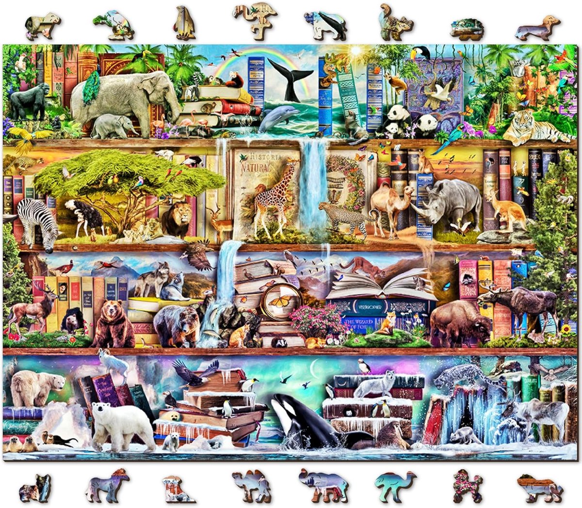 Houten Puzzel 1010 Stukken - Wereldkaart met Unieke Dierenvormen voor Volwassenen en Kinderen