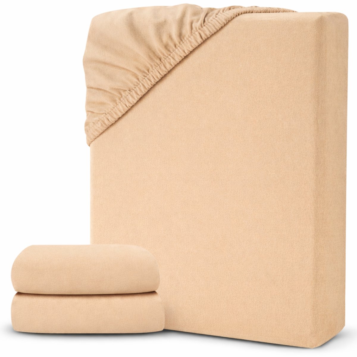 White-Label® Matrasovertrek 160x200 - Hoeslaken - Matrashoes - Super Zacht - Beige