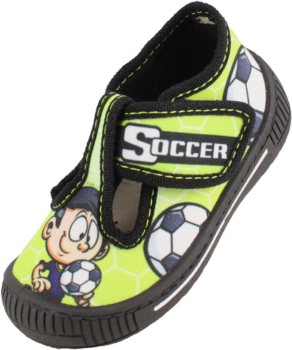 Groene Jongens Pantoffels - Soccer Thema - Ademend en Comfortabel