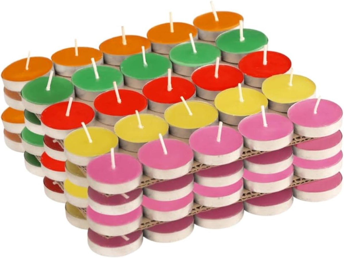 Set van 100 Gekleurde Theelichtjes Ongeparfumeerd