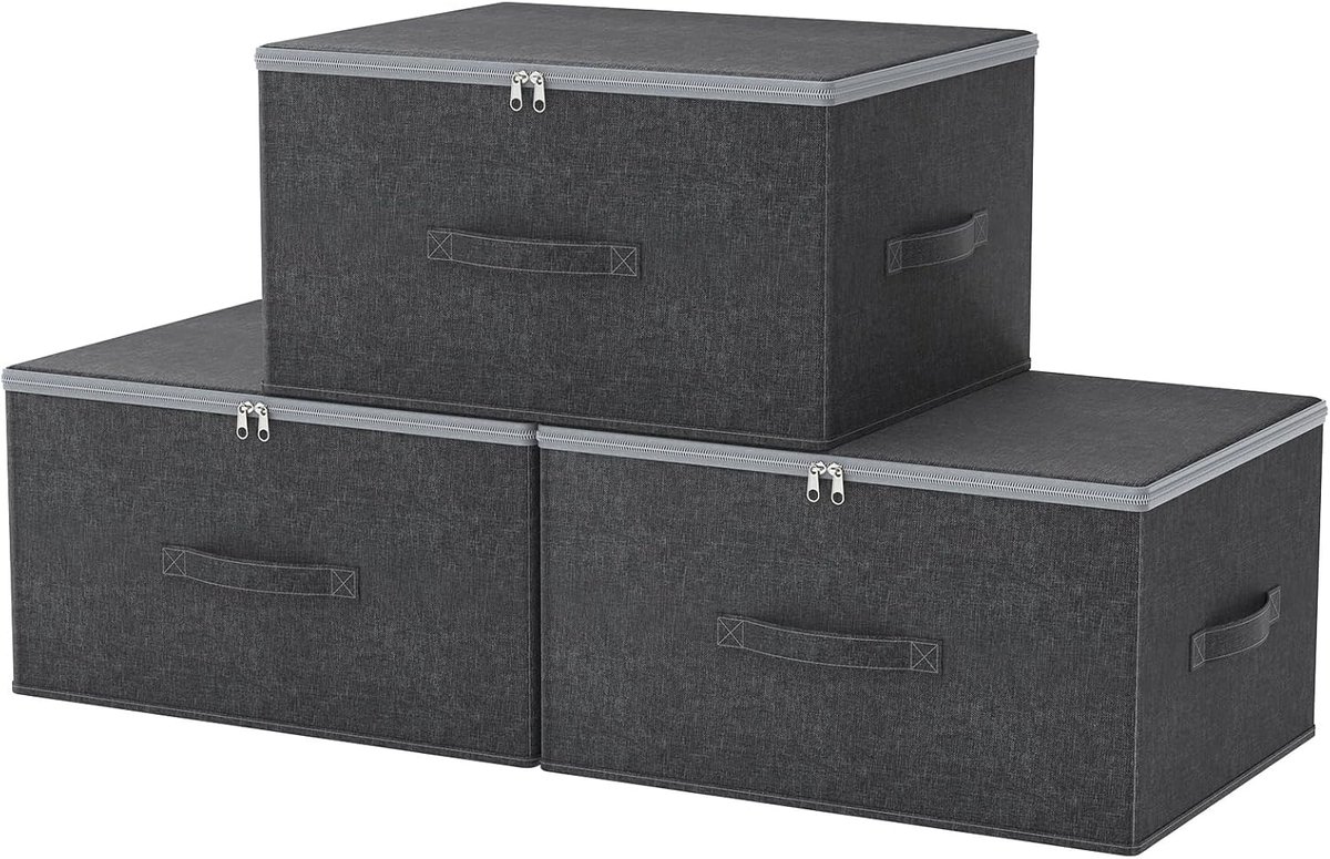 Opbergmanden Set - Opvouwbare dozen - Ruimte Organiseren - Met Deksel - 45x35x25CM