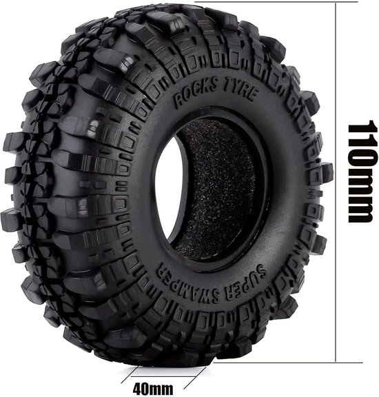 RC Crawler Banden 4 Stuks 1.9 Inch Rubber Off-Road Wielen voor 1:10 Modellen van Merkloos	 — afbeelding 3