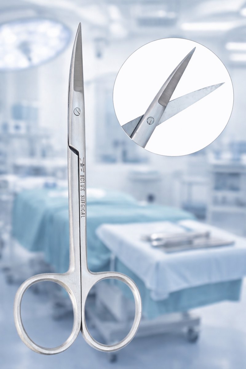 Belux Surgical Instruments /Iris Schaar Gebogen 11 cm – RVS Tandarts Schaar – Fijne Chirurgische Precisieschaar – CE MDR Class I