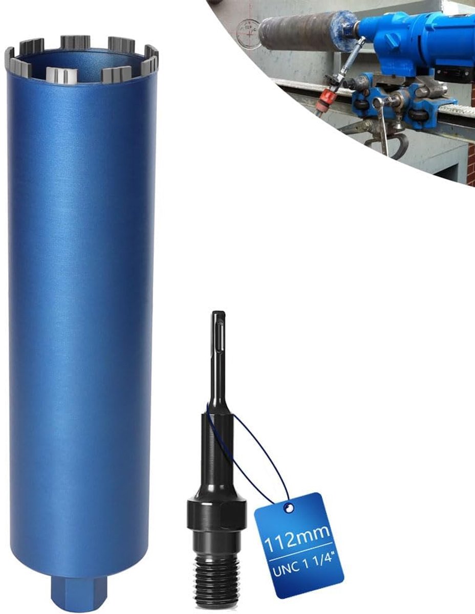 Diamant Boor 112 mm voor Beton en Steen met SDS Plus Adapter