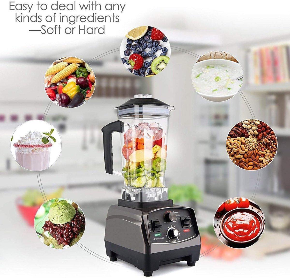 Krachtige Professionele Blender 2200W - Smoothie Maker met Timer & Tritan Kan