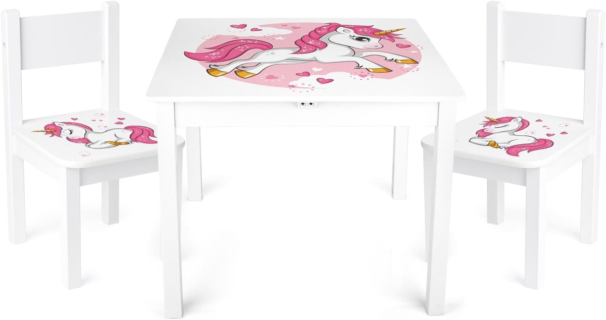 Kindertafel met 2 Stoelen Set Hout - Inclusief Zitmeubel voor Kinderen