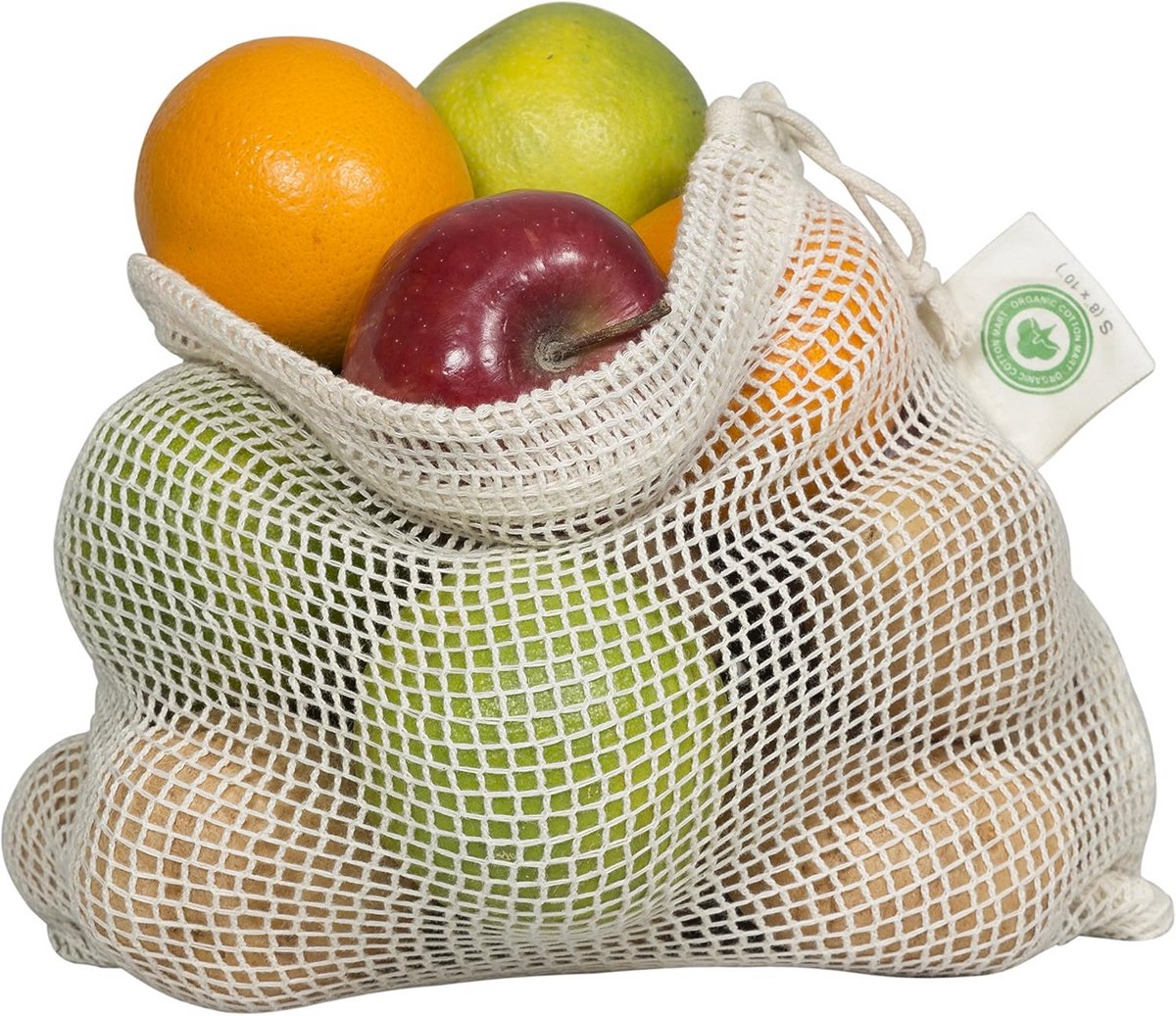 Herbruikbare Mesh Zakken van Biologisch Katoen voor Boodschappen